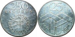 P4187 Portugal 250 Escudos 1974 Nelkenrevolution Silver -> Make offer