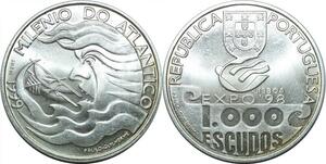 P4189 Portugal 1000 Escudos Millennium Atlantic Sailing 1999 Lisboa Silver BU