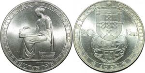 P4191 Portugal 20 Escudos Reforme Financeira 1953 Argent Silver BU -> M offer