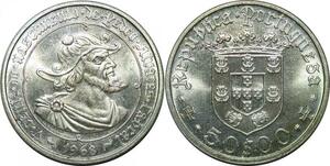 P4199 Portugal 50 Escudos Pedro Alvares Cabral 1968 Silver UNC
