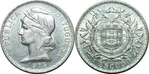 P4201 Portugal 1 Escudo Liberty 1915 Silver AU -> Make offer