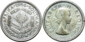 P4222 South Africa 6 Pence Elizabeth II 1954 Silver -> Make offer