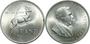 P4225 South Africa Rand Death of Dr. Verwoerd 1967 Silver UNC