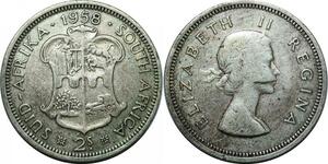 P4233 South Africa 2 Shillings Elisabeth II 1958 Silver ->Make offer