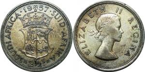 P4234 South Africa 2 1/2 Shillings Elisabeth II 1957 Silver ->Make offer