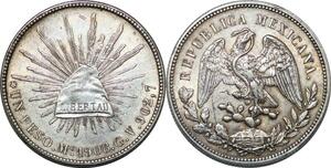 P4273 Scarce Mexico Peso 1908 Mo GV Mexico City Silver AU
