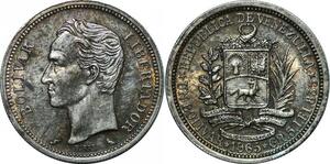 P4296 Venezuela Bolivar 1965 Silver UNC -> Make offer