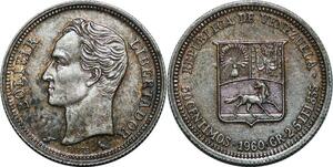 P4298 Venezuela 50 Centimos 1960 Paris Silver UNC -> Make offer