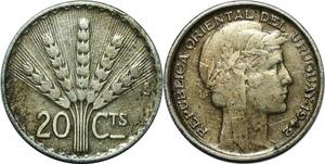 P4306 Uruguay 20 Centesimos 1942 So Santiago Silver -> Make offer