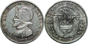 P4314 Panama 1/4 Balboa Vasco Nunez 1953 Silver -> Make offer