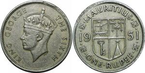 P4323 Mauritius Ile Maurice Rupee George VI 1951 -> Make offer