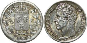 P4328 Rare France 1/2 Franc Charles X 1829 W Lille Argent -> Faire offre