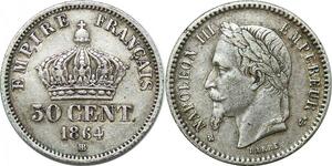 P4329 France 50 Centimes Napoléon III 1864 BB Strasbourg -> Faire offre