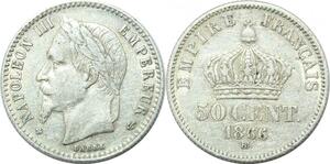 P4330 France 50 Centimes Napoléon III 1866 BB Strasbourg -> Faire offre
