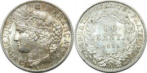 P4334 Rare France 50 Centimes Cérès 1895 A Paris Argent FDC -> Faire offre