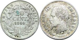P4342 France 20 Centimes Napoléon III 1860 A Paris Argent -> Faire offre