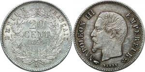 P4343 France 20 Centimes Napoléon III 1859 A Paris Argent SPL-> Faire offre