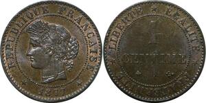 P4348 Rare France 1 Centime Cérès 1877 A Paris Splendide FDC