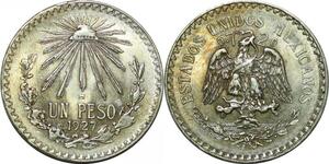 P4357 Scarce Mexico Peso 1927 Mo Silver UNC -> Make offer