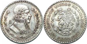 P4359 Mexico Mexique Peso J.M Morelos 1967 Silver UNC -> M offer