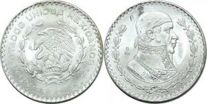 P4360 Mexico Mexique Peso J.M Morelos 1964 Silver UNC -> M offer
