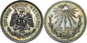 P4374 Mexico Peso 1943 Mexico City Silver UNC -> Make offer