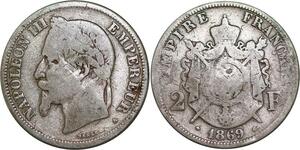 P4391 France 2 Francs Napoléon III 1869 A Paris Argent -> Faire offre