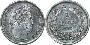 P4396 Rare France 2 Francs Louis Philippe 1833 A Paris Argent Superbe ->F offre