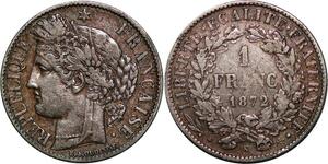 P4409 France 1 Franc Cérès 1872 K Bordeaux Argent -> Faire offre