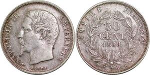 P4417 France 50 Centimes Napoléon III 1858 A Paris Argent Silver -> Faire offre