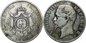 P4448 France 5 Francs Napoléon III 1856 D Lyon Argent -> Faire offre