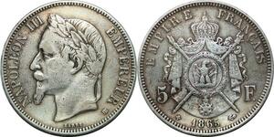 P4457 Rare France 5 Francs Napoléon III 1865 BB Strasbourg Argent Fausse Coin Doctor