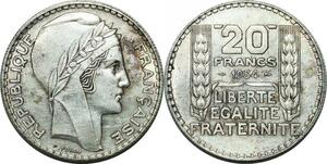 P4468 France 20 Francs Turin 1934 Argent SUP++  -> Faire offre