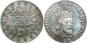 P4493 Austria 50 Schilling University Wien 1965 Silver Proof