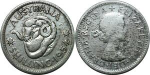 P4498 Australia Shilling Elizabeth II 1954 Silver ->Make offer