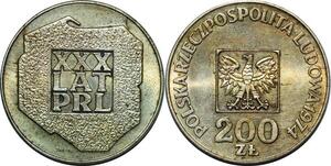 P4514 Poland 200 Zlotych 1974 Warsaw Silver AU -> Make offer