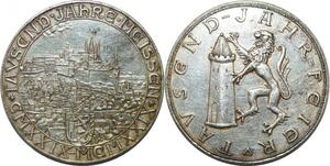 P4536 Rare Medal Germany Städte Meissen 1000 Jahrfeier Stadtansicht 1929 Silver