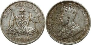 P4576 Australia Shilling George V 1914 Silver -> Make offer