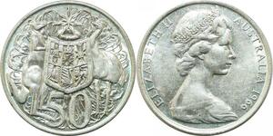 P4577 Australia 50 Cents Elizabeth II 1966 Silver UNC -> Make offer