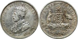 P4579 Rare Australia One Florin 2 Shillings 1924 Silver -> Make offer