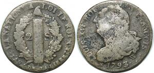 P4623 Rare France 2 Sols au faisceau Louis XVI Francois 1793 .A Arras an 5 ->F offre