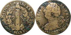 P4624 France 2 Sols au faisceau Louis XVI Francois 1792 AA Metz An 4 ->F offre