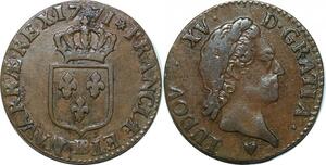 P4649 France Louis XV 1/2 Sol à la vieille tête 1771 BB Strasbourg -> Faire offre