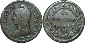 P4654 France Rare Un Décime Dupré an / an 8 BB Strasbourg ->Faire offre