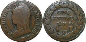 P4659 France 5 Centimes Dupré an 8 BB Strasbourg ->Faire offre