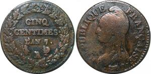 P4662 France 5 Centimes Dupré an 7/5 A/R Paris Orléans ->Faire offre