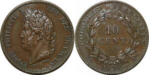 P4693 Rare Colonies Guadeloupe 10 Centimes Louis Philippe 1839 A Paris SPL