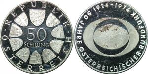 P4710 Austria 50 Schilling 50 Jahre Osterreichischer Rundfunk 1970 Silver Proof