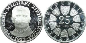 P4712 Austria 25 Schilling Carl Michael Ziehrer 1922 1972 Silver Proof