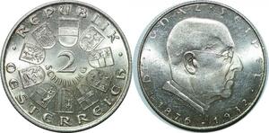 P4718 Austria 2 Schilling Dr. Ignaz Seipel 1876 1932 Silver UNC